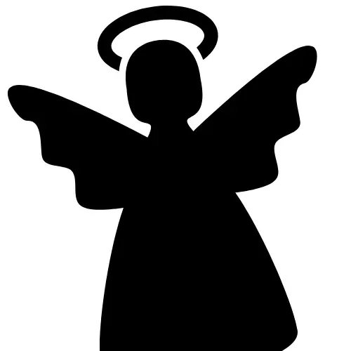 An angel silhouette on a white background.