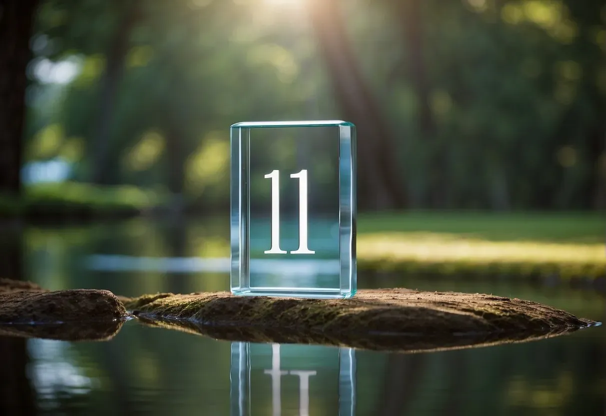 A bright, glowing number 111 floating above a serene, everyday scene