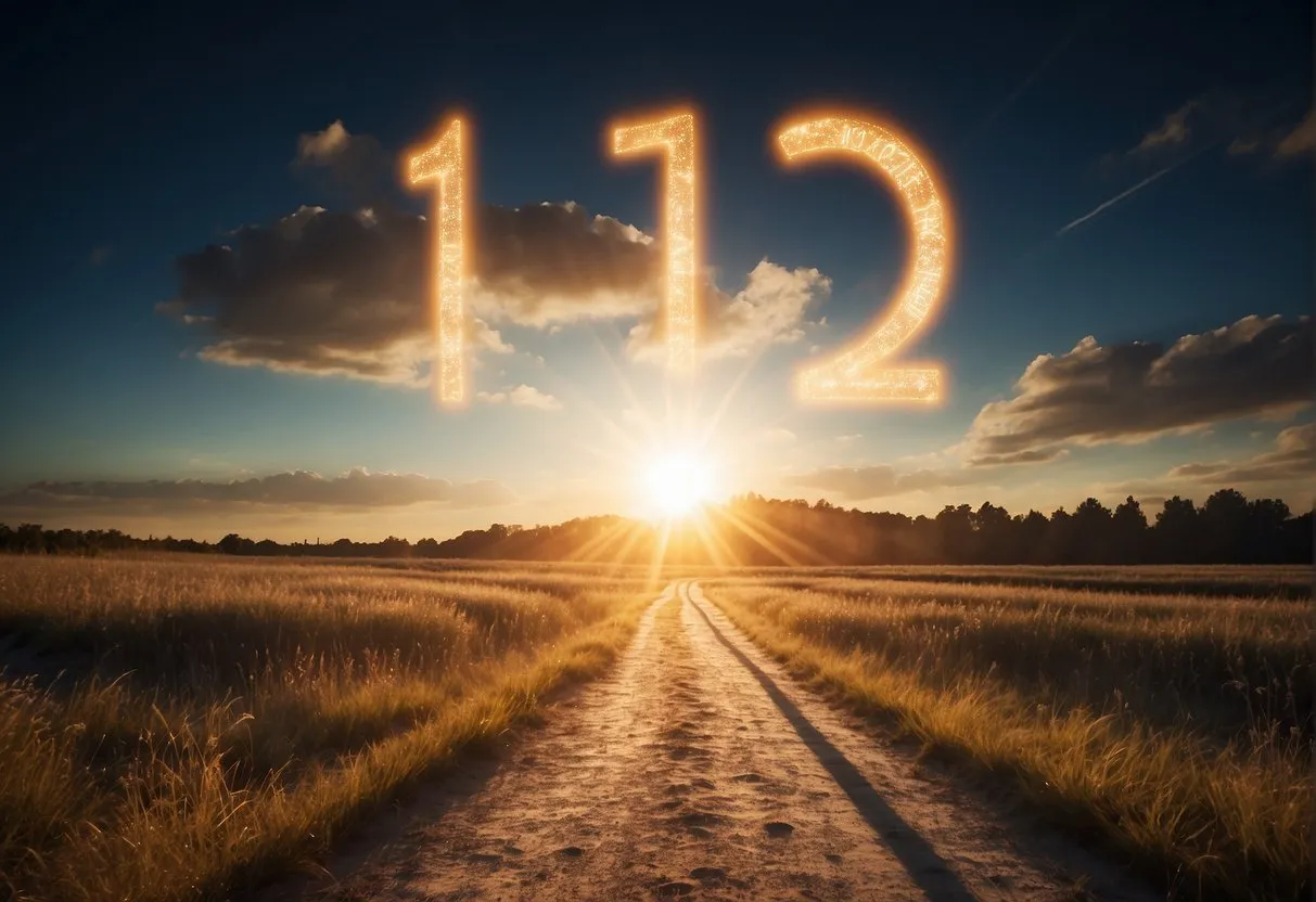 A radiant beam of light shining down on a path, with the numbers 123 glowing in the sky surrounded by celestial symbols