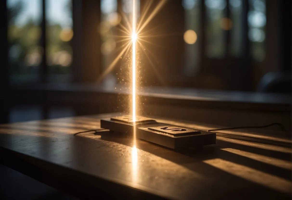 A beam of light shines through a window, casting the numbers "123" onto a surface, creating a sense of clarity and direction
