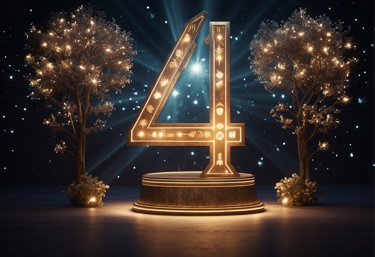 The number 411 is illuminated in bright, celestial light, surrounded by angelic figures and symbols, evoking a sense of divine guidance and spiritual connection